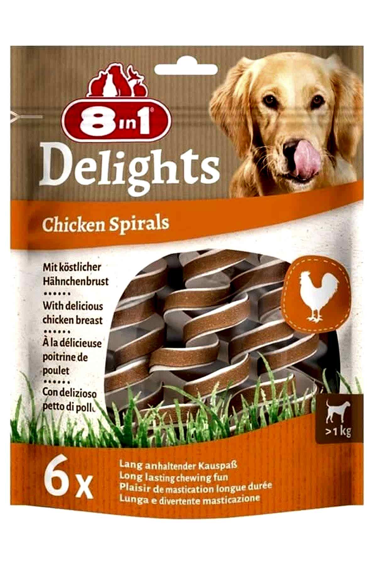 8 in 1 Delights Chicken Spirals Tavuklu Burgu Köpek Ödülü 6`lı 8 in 1 Delights Chicken Spirals Tavuklu Burgu Köpek Ödülü 6`lı