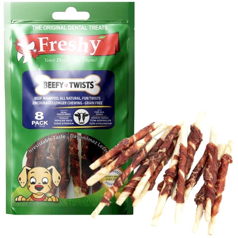 Freshy Beefy Twists Sığır Etli Burgu Çubuk Köpek Ödülü 8`li Freshy Beefy Twists Sığır Etli Burgu Çubuk Köpek Ödülü 8`li