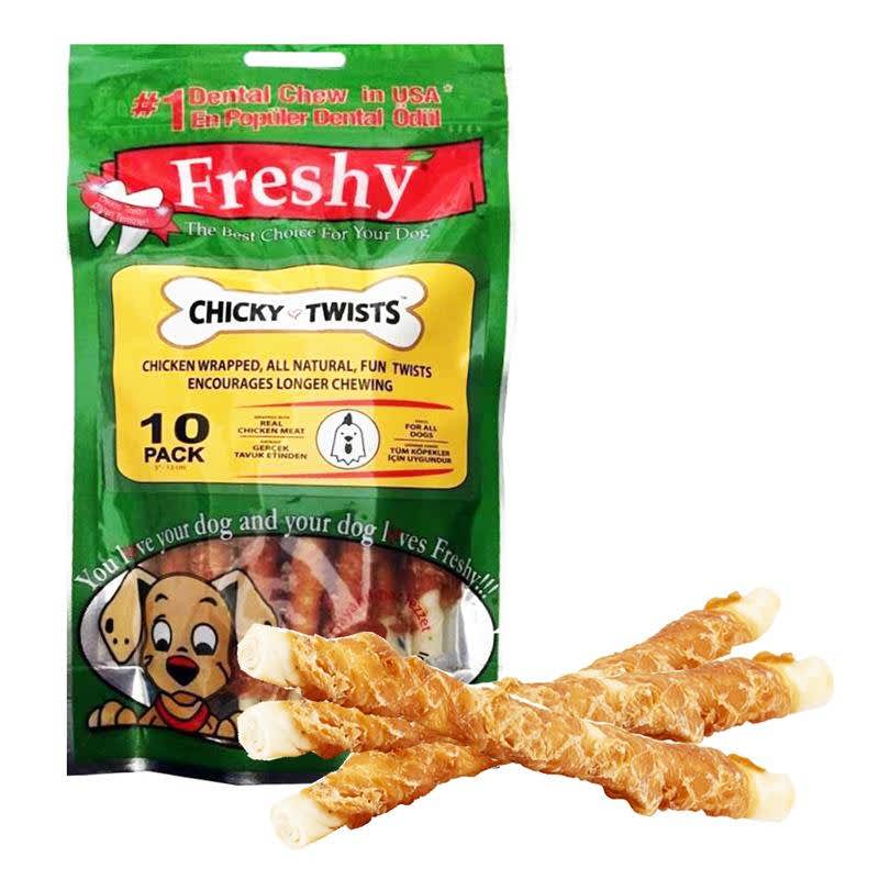 Freshy Chicky Twists Tavuk Etli Burgu Çiğneme Kemiği 10`lu Freshy Chicky Twists Tavuk Etli Burgu Çiğneme Kemiği 10`lu