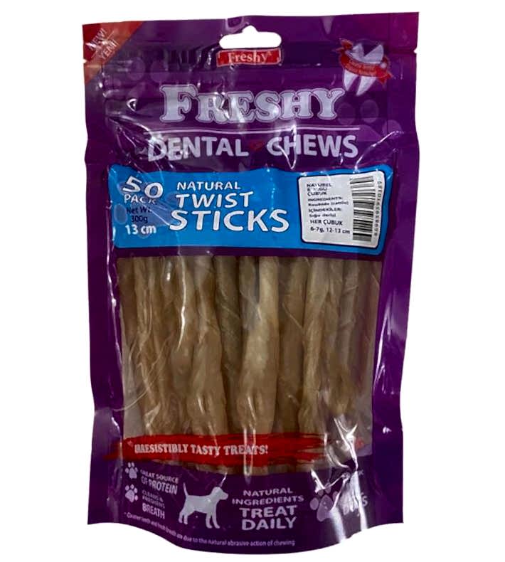 Freshy Dental Twists Naturel Burgu Çubuk 50`li Freshy Dental Twists Naturel Burgu Çubuk 50`li