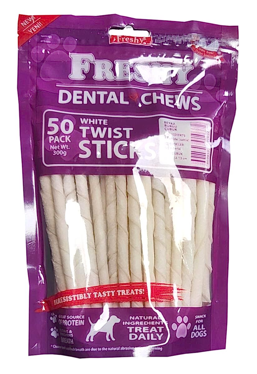 Freshy Dental Twists Beyaz Burgu Çubuk 50`li Freshy Dental Twists Beyaz Burgu Çubuk 50`li