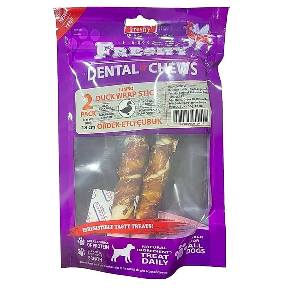 Freshy Duck Wrap Stick Ördek Sarılı Jumbo Çubuk Köpek Ödülü 18 Cm 2`li Freshy Duck Wrap Stick Ördek Sarılı Jumbo Çubuk Köpek Ödülü 18 Cm 2`li