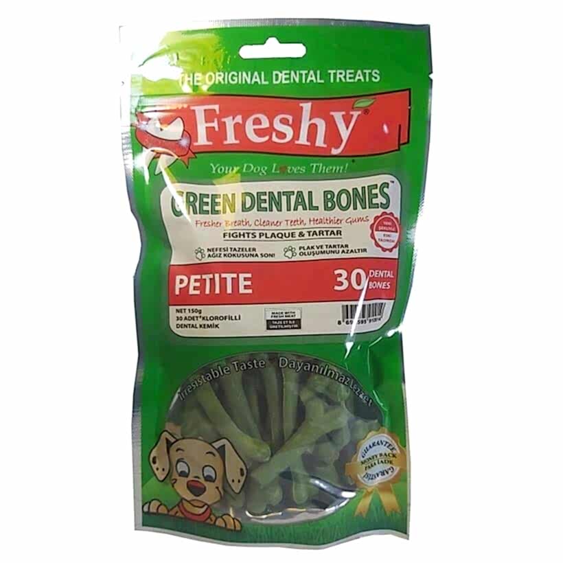 Freshy Green Dental Bones Ağız Kokusu Önleyici Kemikler 30`lu Freshy Green Dental Bones Ağız Kokusu Önleyici Kemikler 30`lu