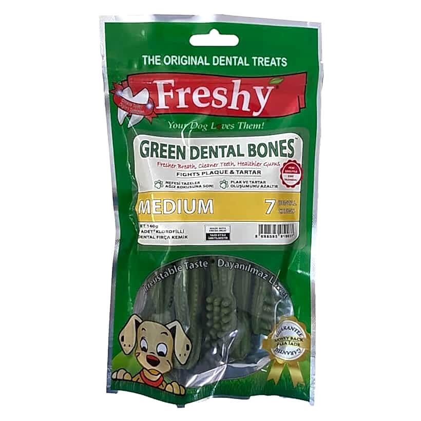 Freshy Medium Klorofilli Köpek Kemiği 140 Gr 7`li Freshy Medium Klorofilli Köpek Kemiği 140 Gr 7`li
