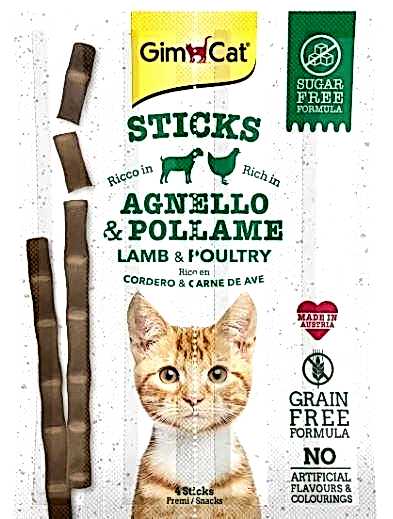 GimCat Sticks Kuzulu ve Tavuklu Taurinli Tahılsız Ödül Çubuğu 4`lü 20 Gr GimCat Sticks Kuzulu ve Tavuklu Taurinli Tahılsız Ödül Çubuğu 4`lü 20 Gr