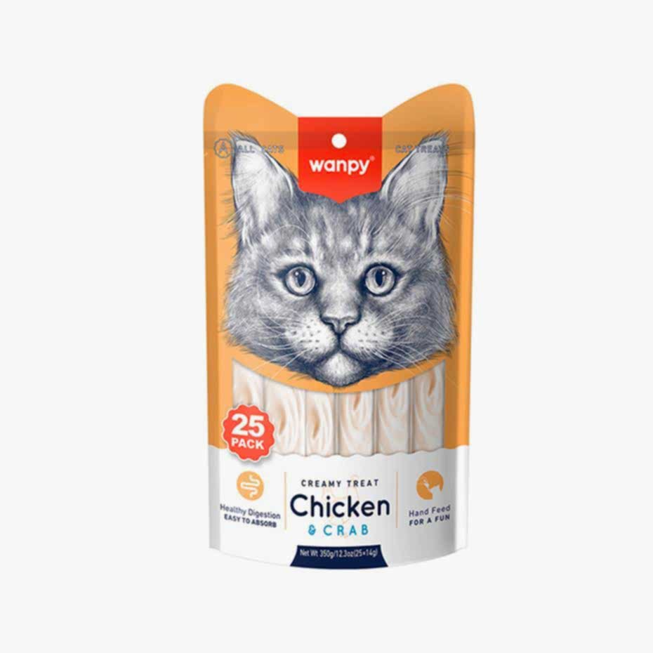 Wanpy Tavuklu ve Yengeçli Sıvı Kedi Ödül Maması 14 Gr X 25`Lİ Wanpy Tavuklu ve Yengeçli Sıvı Kedi Ödül Maması 14 Gr X 25`Lİ