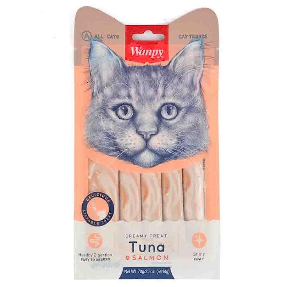 Wanpy Ton Balığı ve Somonlu Tüy Sağlığı Destekleyici Sıvı Ödül Maması 14 Gr X 5`li Wanpy Ton Balığı ve Somonlu Tüy Sağlığı Destekleyici Sıvı Ödül Maması 14 Gr X 5`li