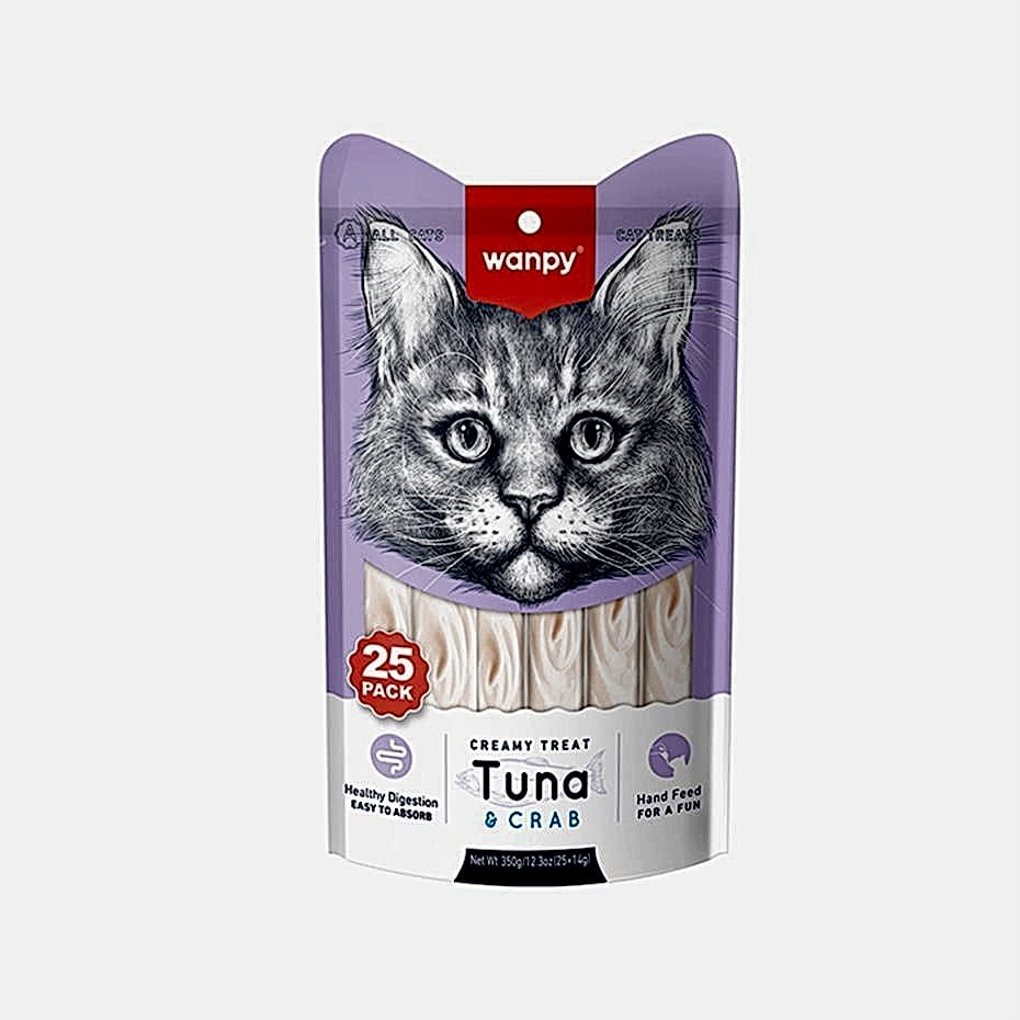Wanpy Ton Balıklı ve Yengeçli Krema Kedi Ödülü 14 Gr X 25`Lİ Wanpy Ton Balıklı ve Yengeçli Krema Kedi Ödülü 14 Gr X 25`Lİ